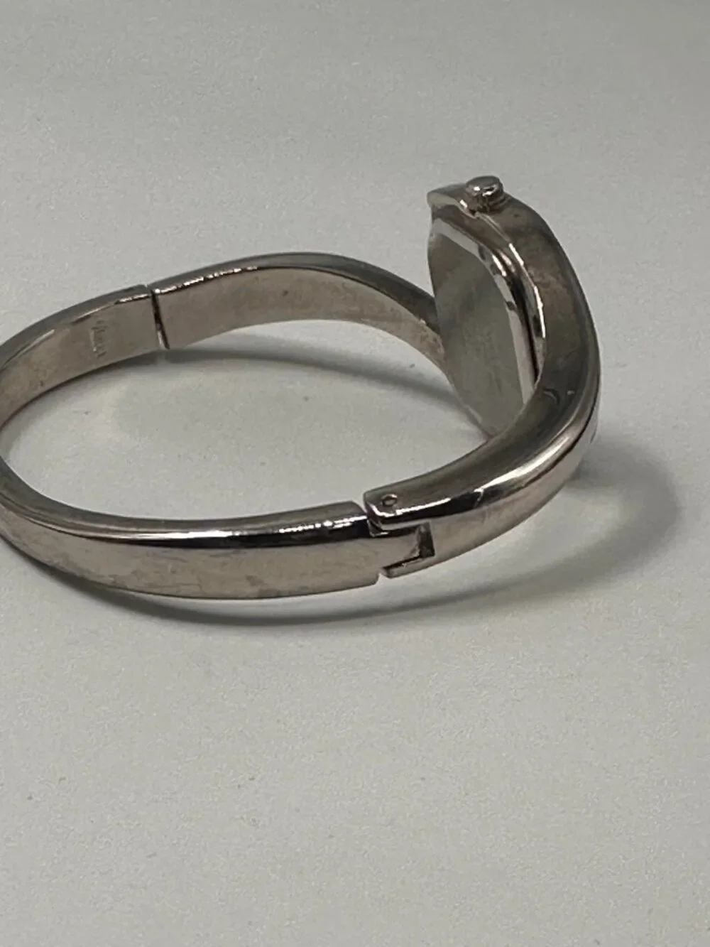 3/$30 Nine West Watch Women Silver Tone Black Dial Bangle Band New Battery 6.75